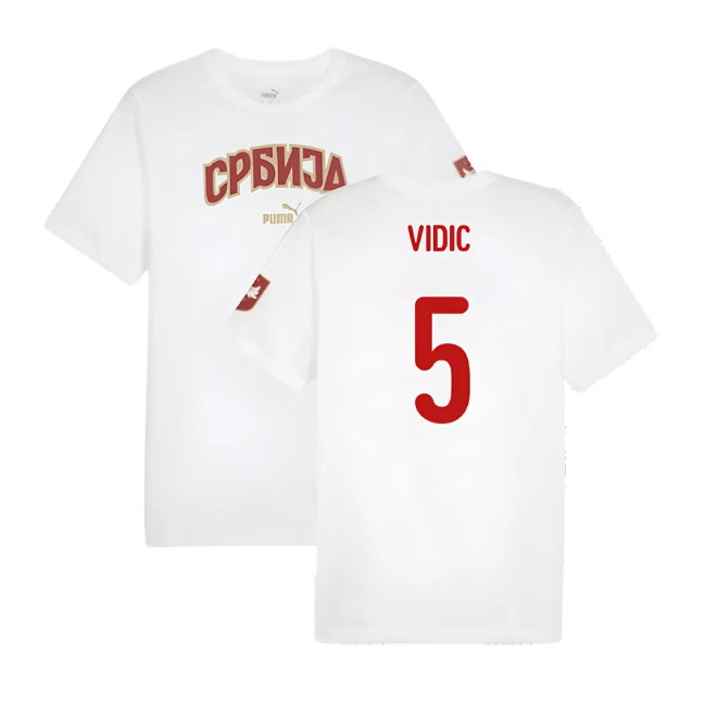 2024-2025 Serbia FtblIcons Tee (White) (Vidic 5)-SoccerKits Hub | Buy Soccer Jerseys Online